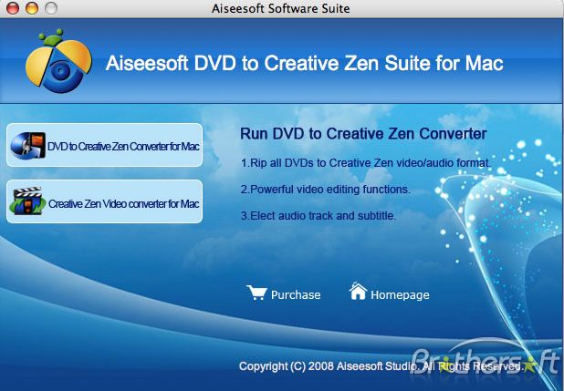 Aiseesoft DVD to Creative Zen Suite for Mac 6.2.56