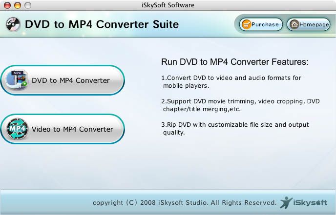 iSkysoft MP4 Converter Suite for Mac 1.9.0.35
