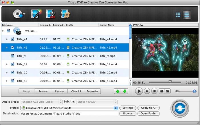 Tipard DVD to Creative Zen Converter for Mac 4.2.12