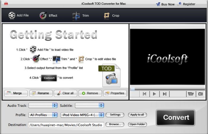 iCoolsoft TOD Converter for mac 3.1.10
