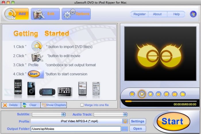uSeesoft DVD to AVI Ripper for Mac 1.5.1.7