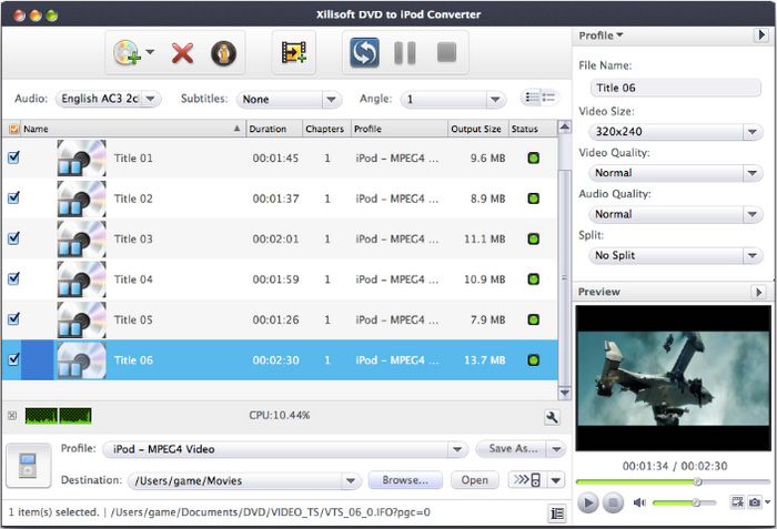 CXBSoft DVD To iPod Converter for Mac 1.1.2