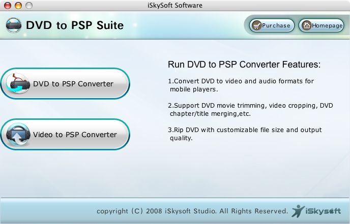 iSkysoft DVD to PSP Suite for Mac 1.6.31.26