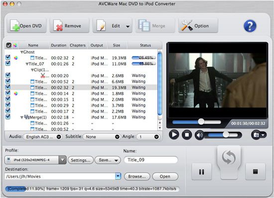 AVCWare DVD to iPod Converter for Mac 2.0.2.1010