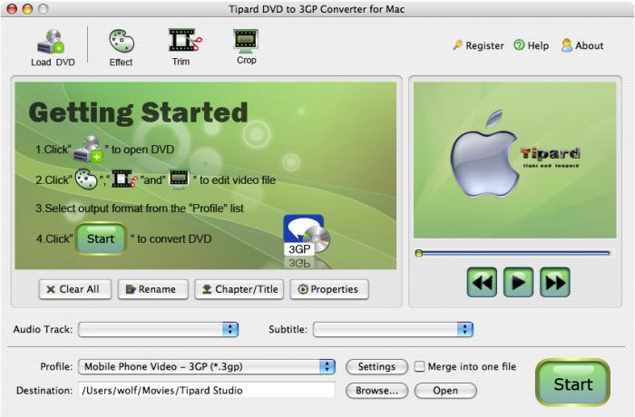 Tipard DVD to 3GP Converter for Mac 4.2.16