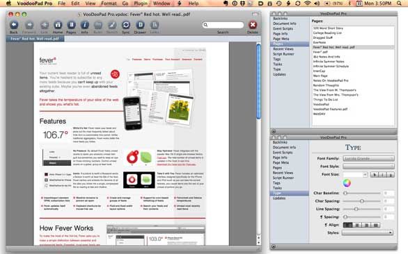 VoodooPad Pro 4.3 Beta 1 Build 2488