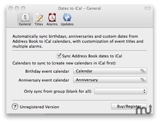 Dates to iCal 2.2.6