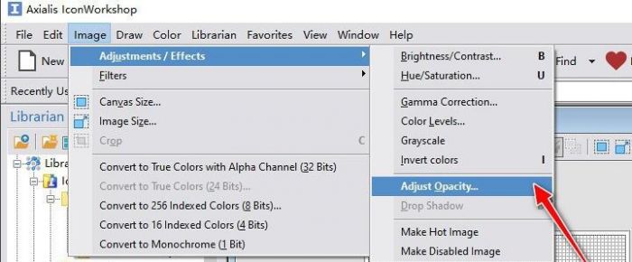 Axialis IconWorkshop怎么设置图标不透明度？ www.qinpinchang.com