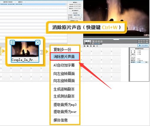 爱剪辑怎么消除视频原声-爱剪辑消除视频原声的方法 www.qinpinchang.com