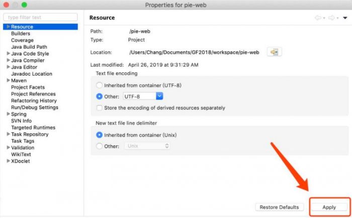 eclipse怎么重设项目编码-eclipse重设项目编码的具体步骤 www.qinpinchang.com